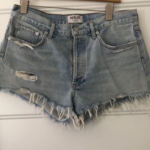 AGOLDE Parker distressed denim short
